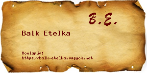Balk Etelka névjegykártya